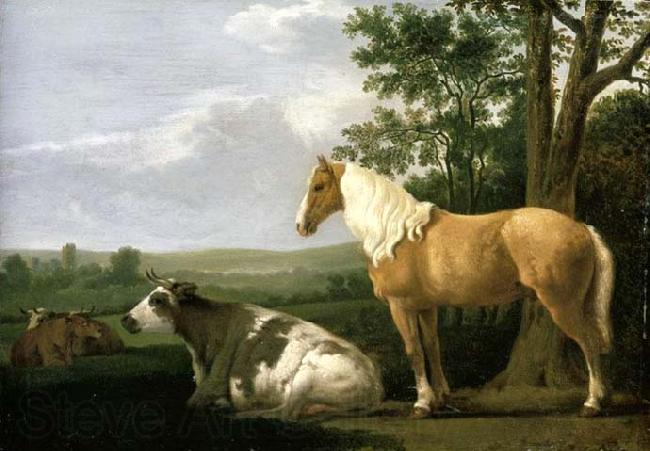 CALRAET, Abraham van A Horse and Cows in a Landscape Spain oil painting art